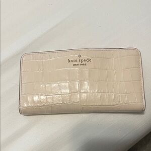 Kate Spade Beige Croc-Embossed Wallet